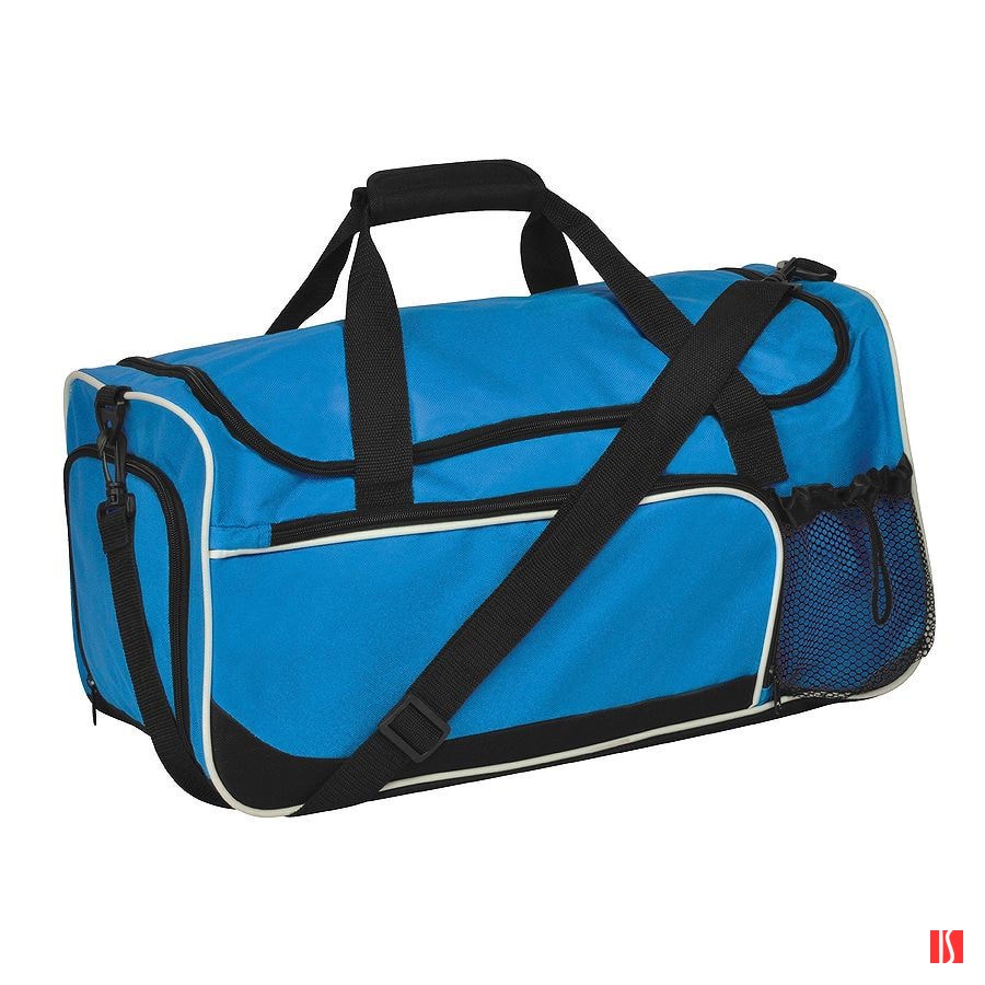 Сумка дорожная "Sporty"; синий с черным; 52х27х26  см; полиэстер; шелкография