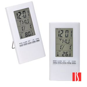 Часы-календарь-термометр "Монако",  белые,  12,5*7 см, пластик