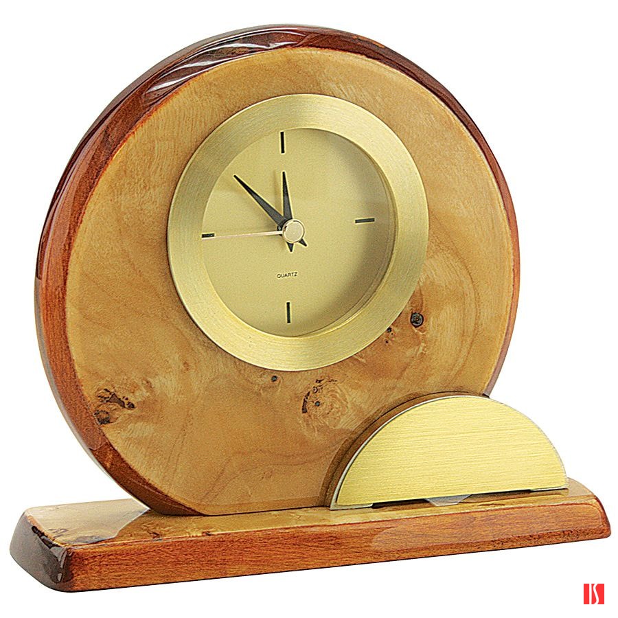 Часы настольные "Карельская береза"; 16,5х5х14,2 см; металл, дерево; шильд