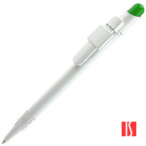 MIR Clip Logo Tampo B01, ручка шариковая, зеленый/белый с клипом Logo B01, пластик