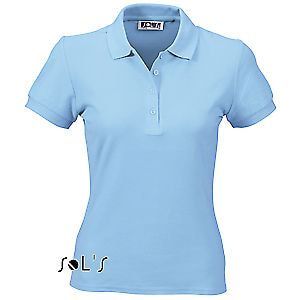 Рубашка поло женская PEOPLE, S , небесно-голубой, 100% хлопок, 210 г/м2