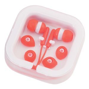 Купить Наушники в футляре с 2-мя сменными накладками; красный; 7х2х7 см; пластик; тампопечать Наушники в футляре с 2-мя сменными накладками; красный; 7х2х7 см; пластик; тампопечать