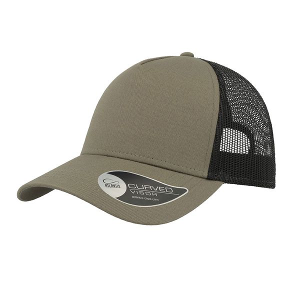 Купить Бейсболка "RAPPER COTTON", 5 клиньев, оливковый/черный, пласт.заст., 100% хлопок, 100% п/э, 180 г/м2 Бейсболка "RAPPER COTTON", 5 клиньев, оливковый/черный, пласт.заст., 100% хлопок, 100% п/э, 180 г/м2