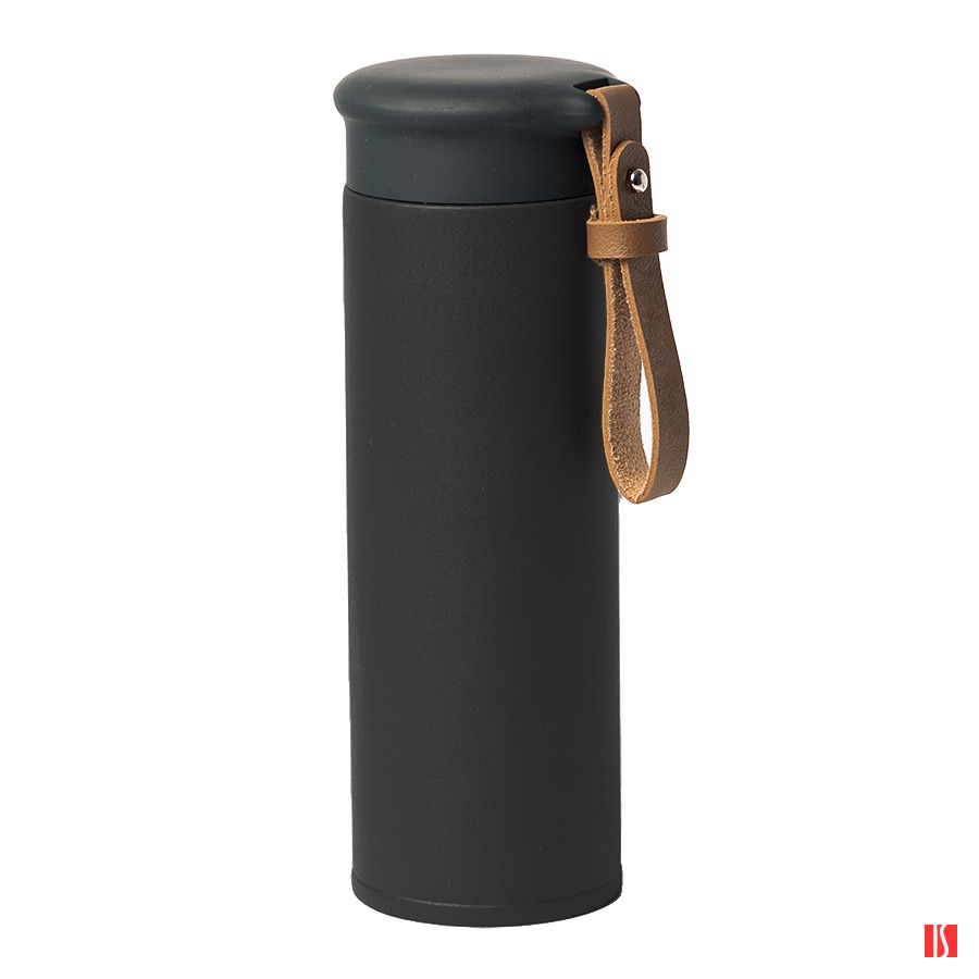 Термос вакуумный STRIPE, черный, нержавеющая сталь, 450 мл