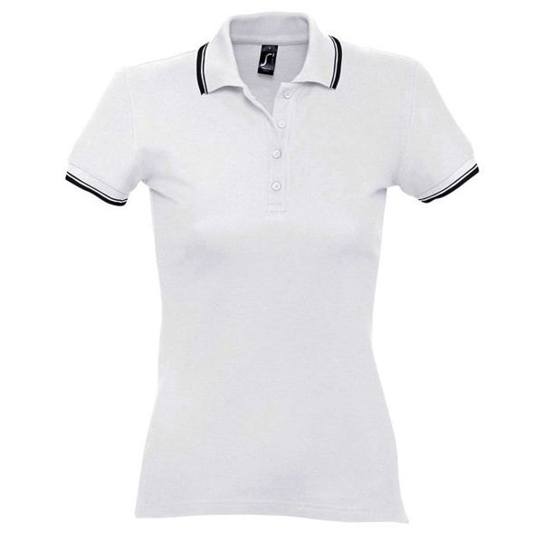 Купить Поло "Practice Women" белый с темно-синим_M, 100% х/б, 270г/м2 Поло "Practice Women" белый с темно-синим_M, 100% х/б, 270г/м2