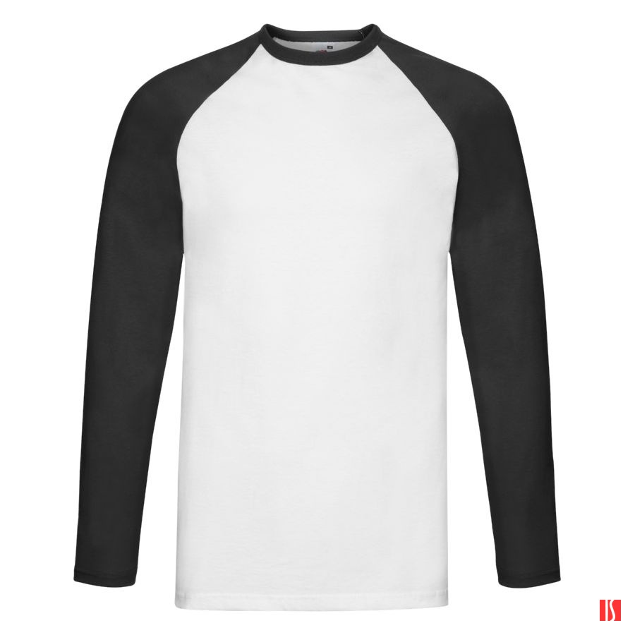 Футболка "Long Sleeve Baseball T", белый с черным_L, 100% х/б, 160 г/м2