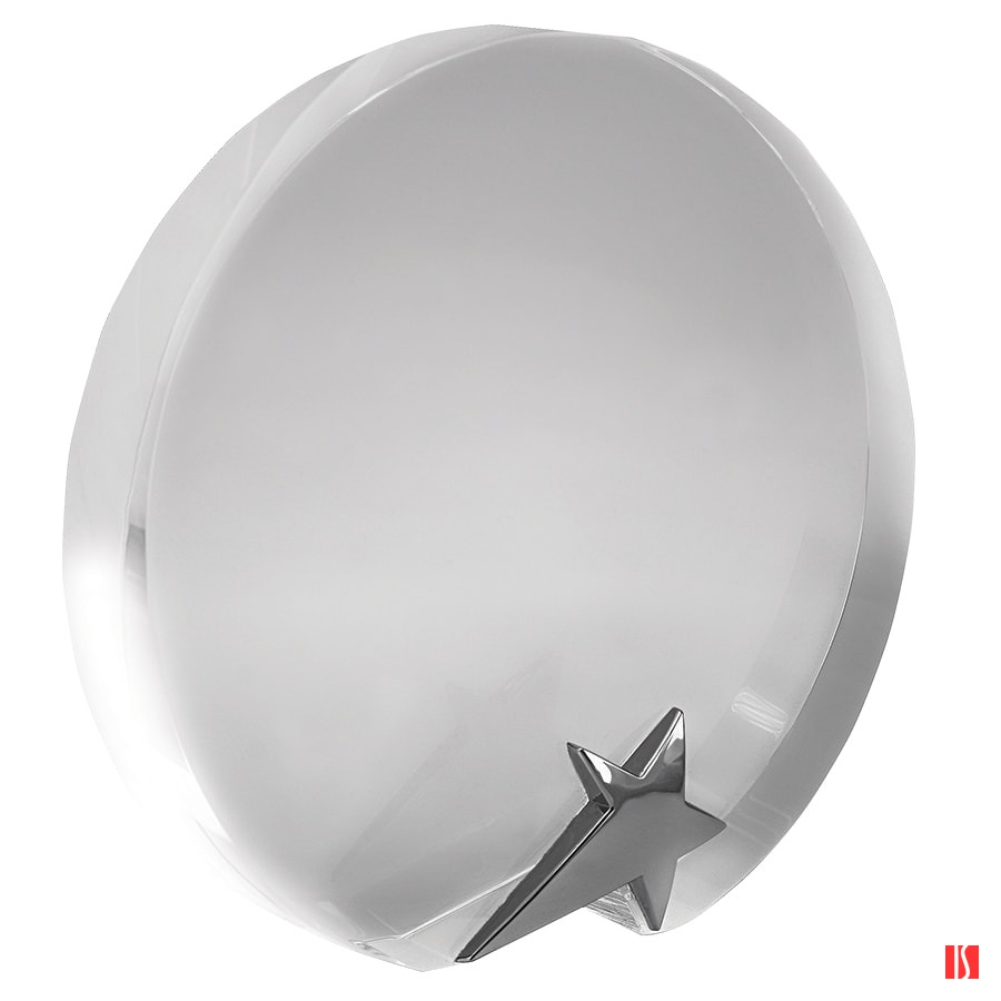 Стела наградная "Круг"; 12,7х3х12,3 см; стекло, металл