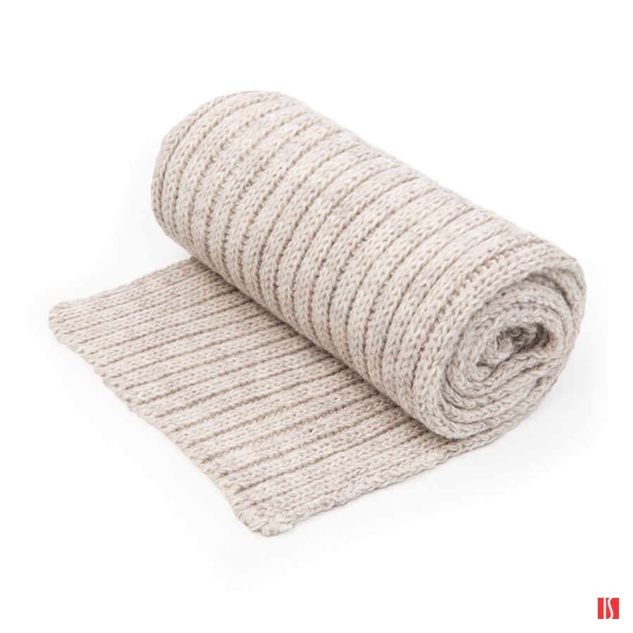 Шарф вязаный НАСВЯЗИ©, бежевый меланж, 30% шерсть,70% акрил