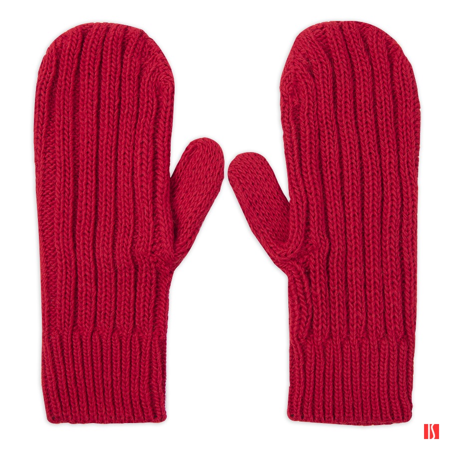 Варежки вязаные НАСВЯЗИ©, красный, 30% шерсть,70% акрил