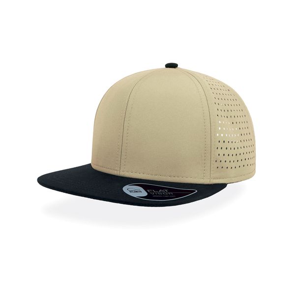 Бейсболка "Bank", 6 клиньев, бежевый/черный, 100% полиэстер 90 г/м2        