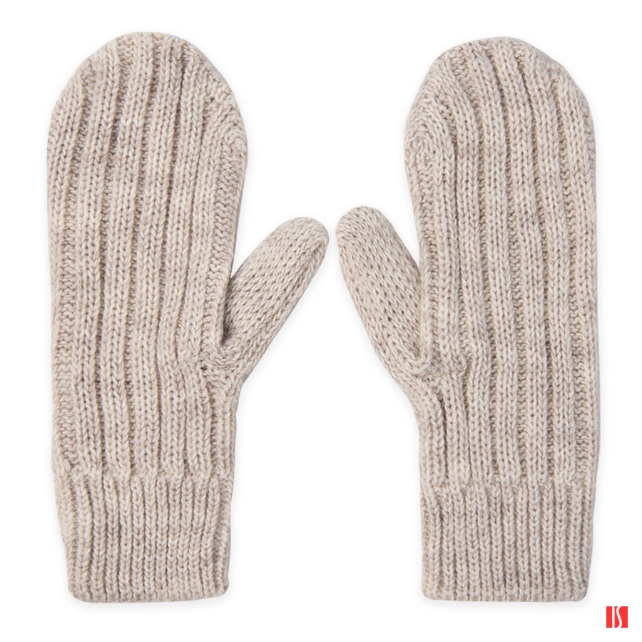 Варежки вязаные НАСВЯЗИ©, бежевый меланж, 30% шерсть,70% акрил