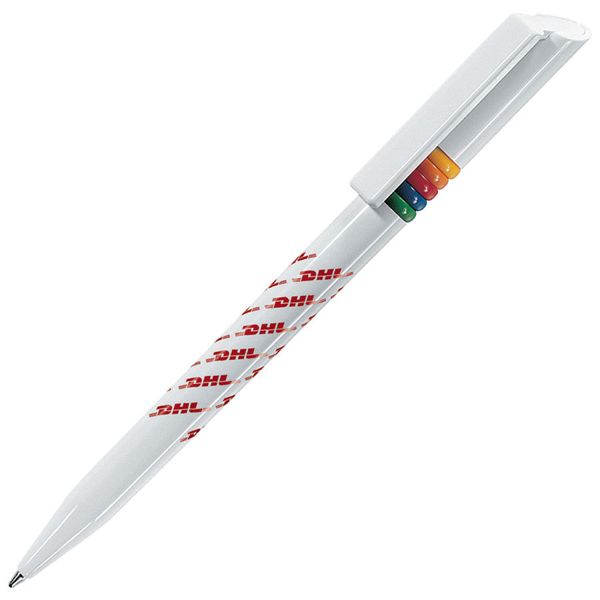 GRIFFE ARCOBALENO, ручка шариковая, белый, разноцветные колечки, пластик