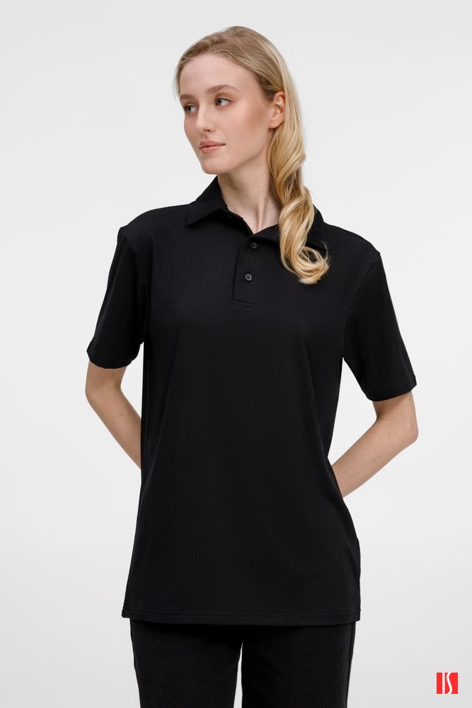 Купить Рубашка поло унисекс Senti, черная Рубашка поло унисекс Senti, черная