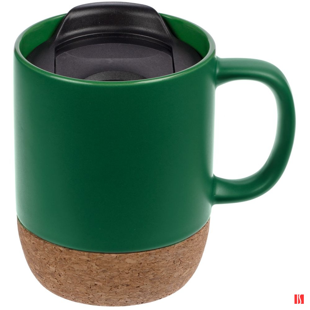 Кружка с пробковой подставкой Corky Walk, зеленая