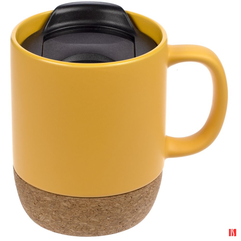 Кружка с пробковой подставкой Corky Walk, желтая