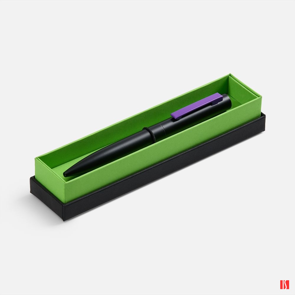 Ручка шариковая Inkolor в футляре, черная с фиолетовым