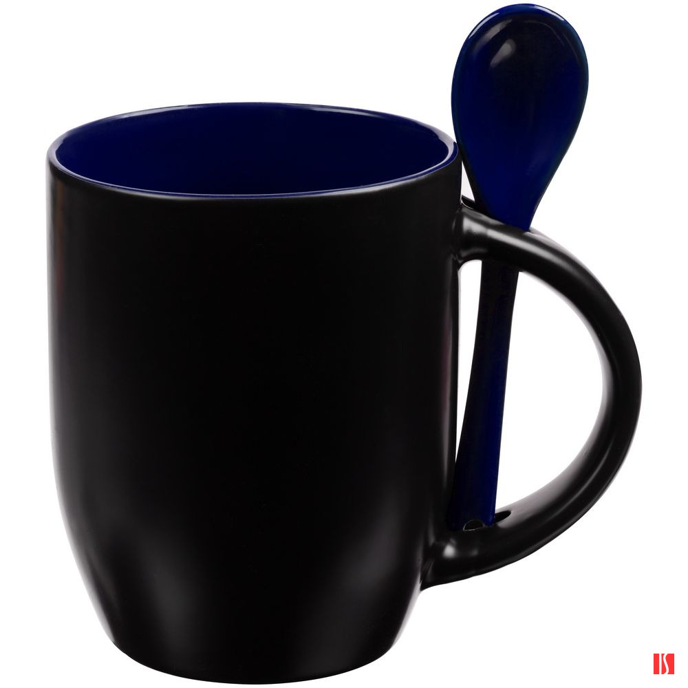 Кружка-хамелеон Melty с ложкой, черная с синим