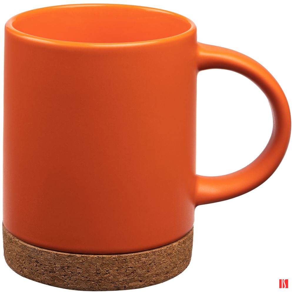 Кружка с пробковой подставкой Corky, оранжевая