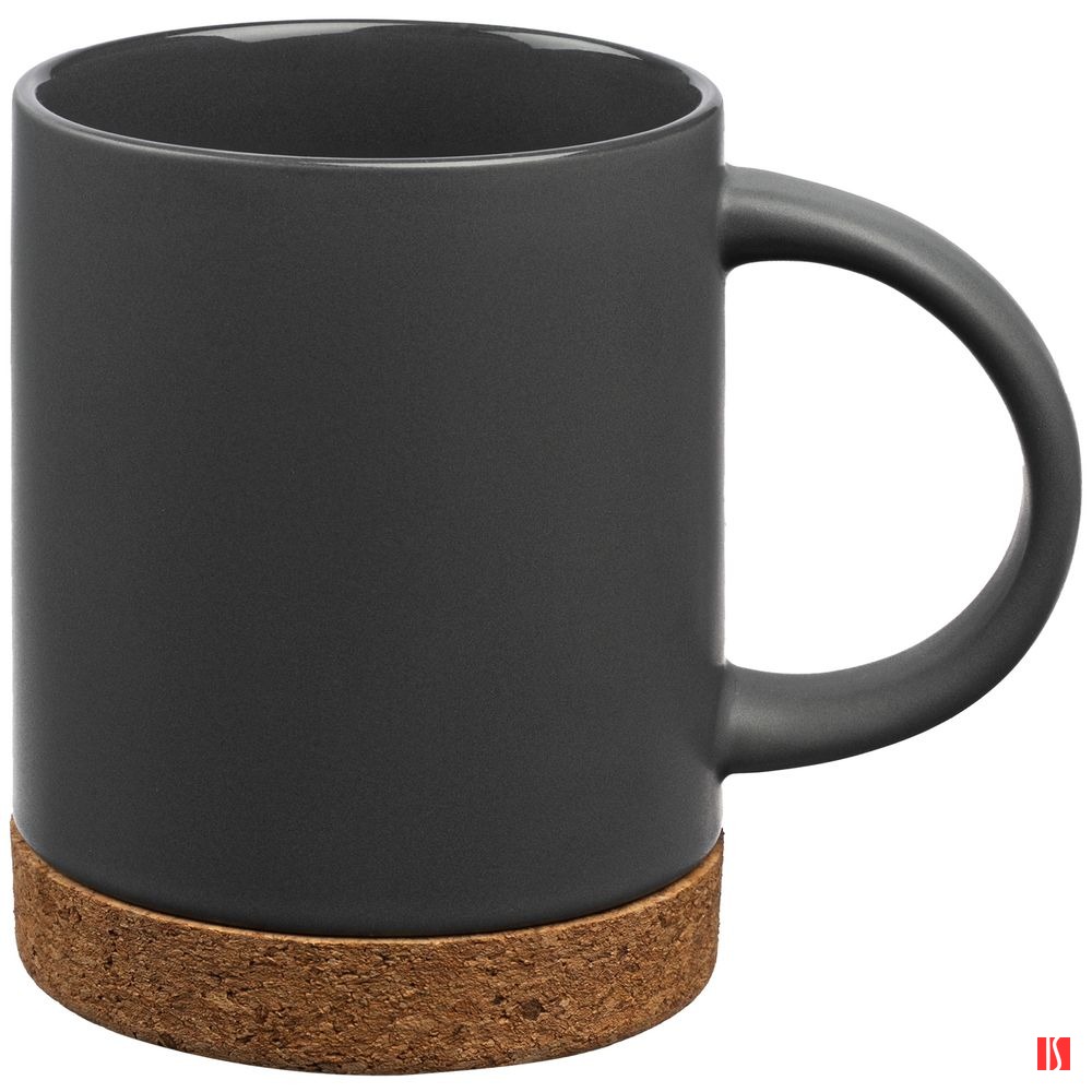 Кружка с пробковой подставкой Corky, серая