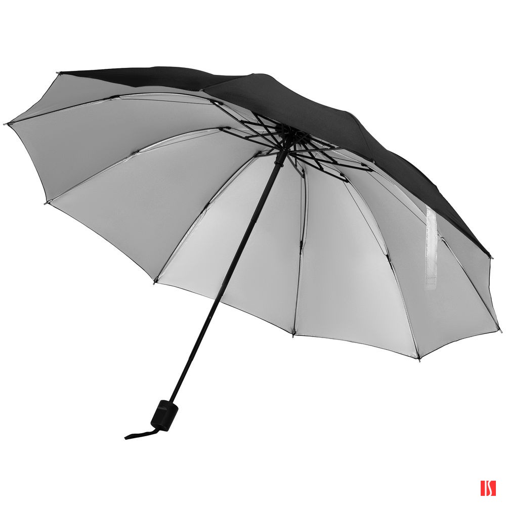 Зонт наоборот складной Stardome, черный с серебристым