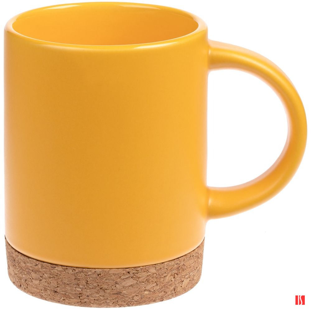 Кружка с пробковой подставкой Corky, желтая