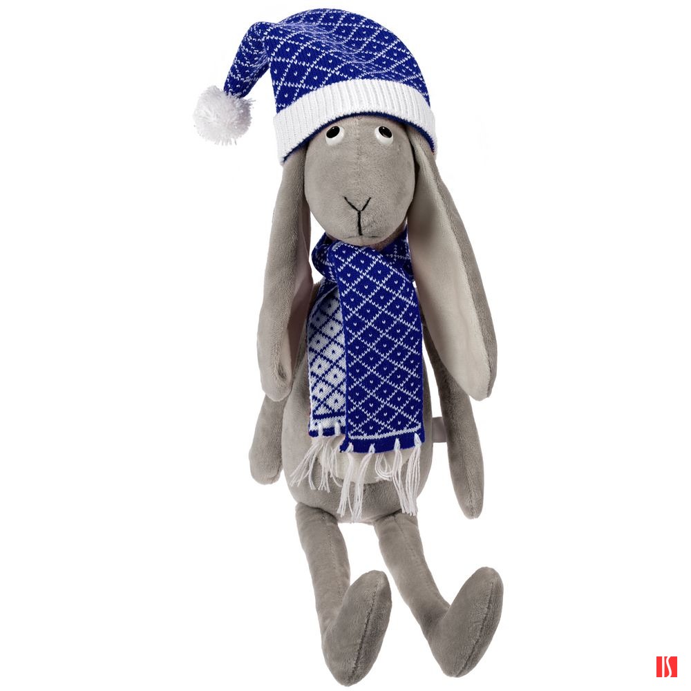 Мягкая игрушка Smart Bunny, в синем шарфике и шапочке