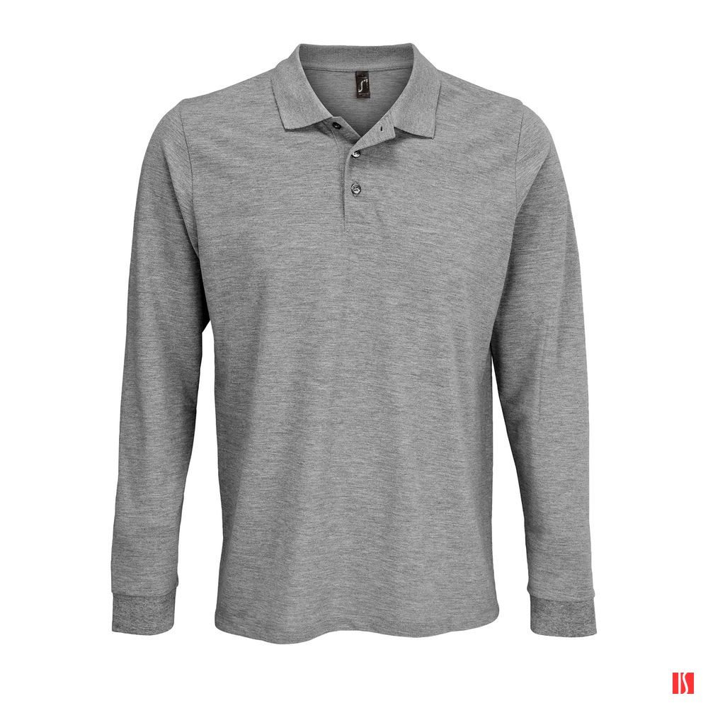 Купить Рубашка поло с длинным рукавом Prime LSL, серый меланж Рубашка поло с длинным рукавом Prime LSL, серый меланж