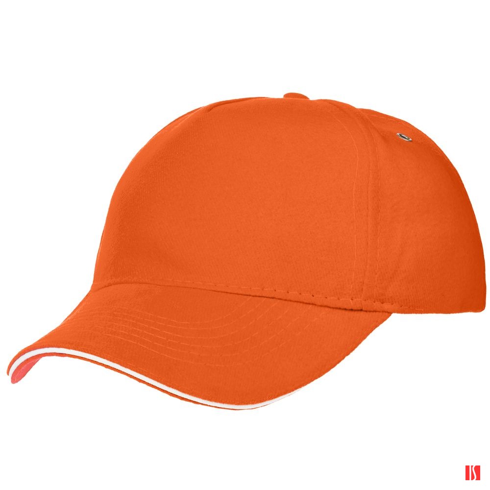 Бейсболка Classic, оранжевая с белым кантом