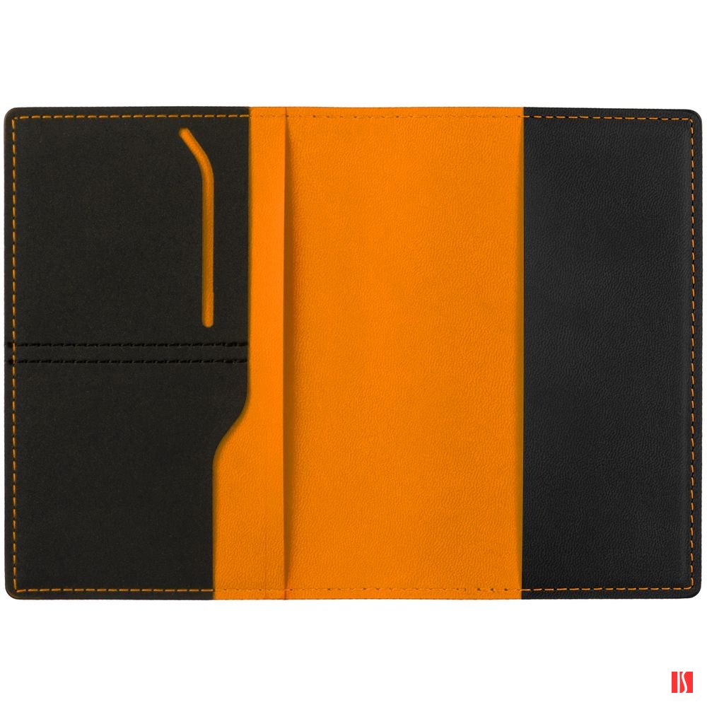Обложка для паспорта Multimo, черная с оранжевым