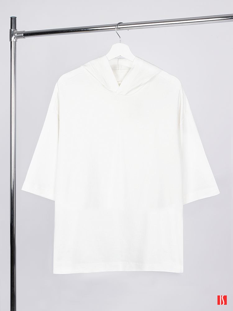 Футболка оверсайз унисекс с капюшоном Neofit, молочно-белая