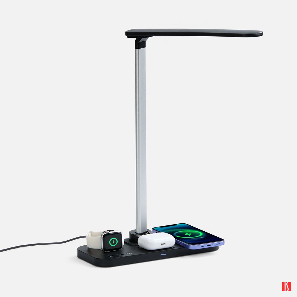 Настольная лампа с беспроводной зарядкой Power Light, черная