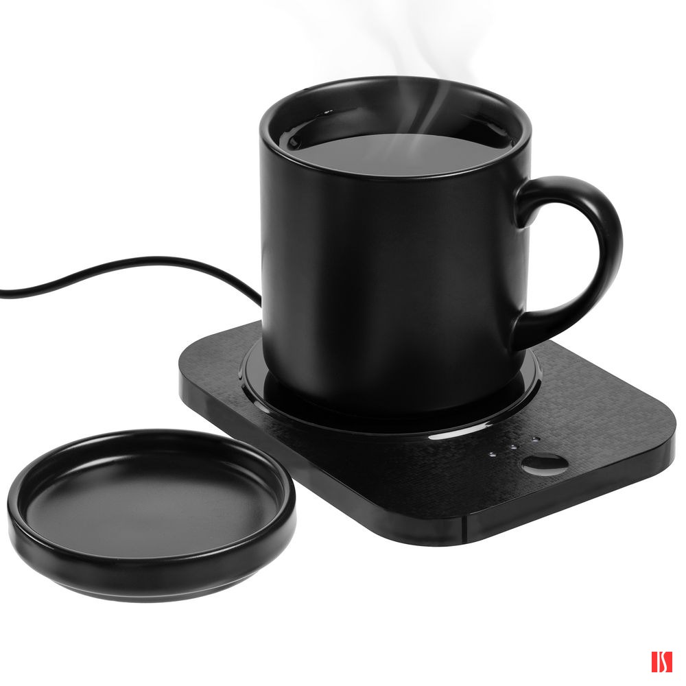 Кружка с подогревом и беспроводной зарядкой dualBase plus, черная