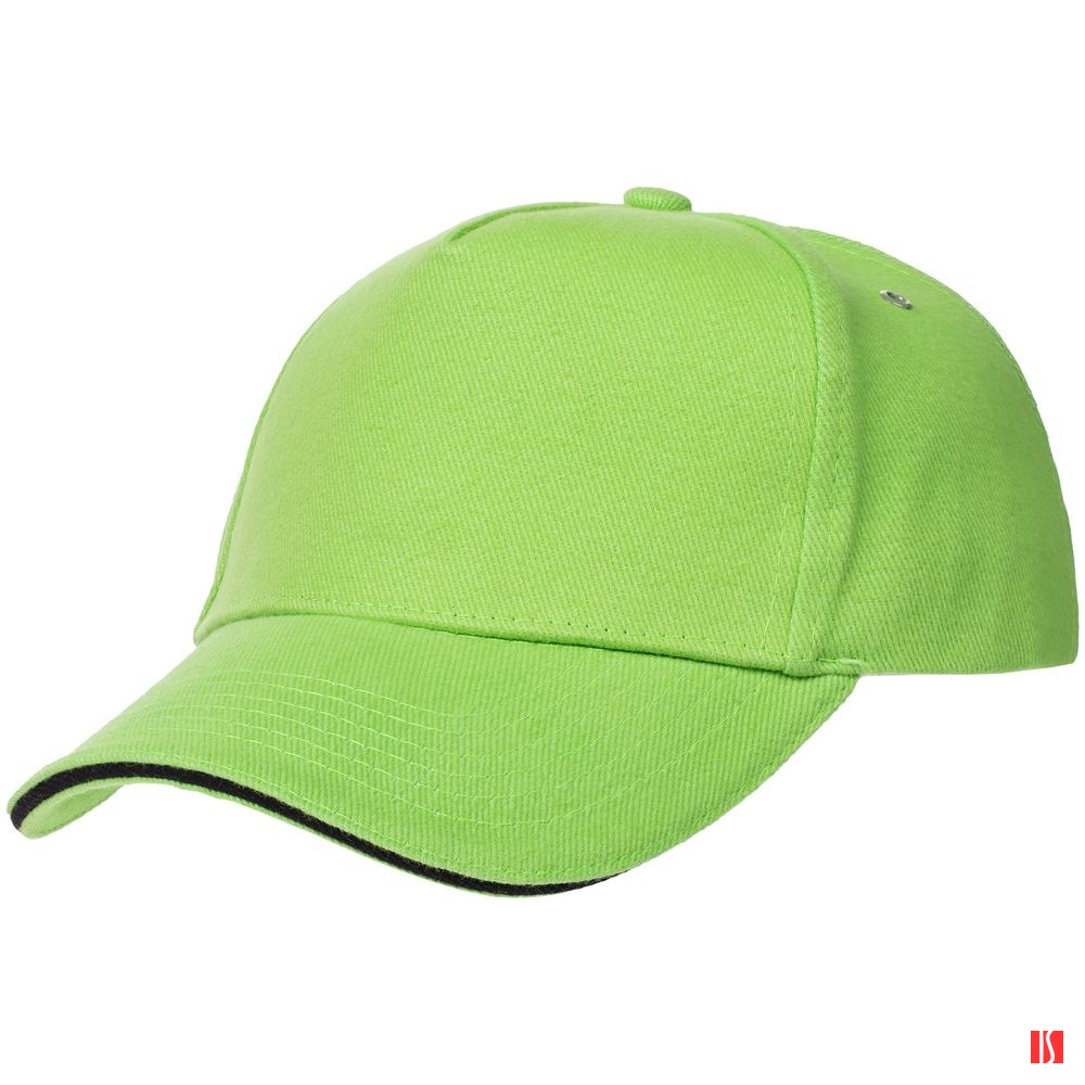 Бейсболка Classic, зеленое яблоко с черным кантом