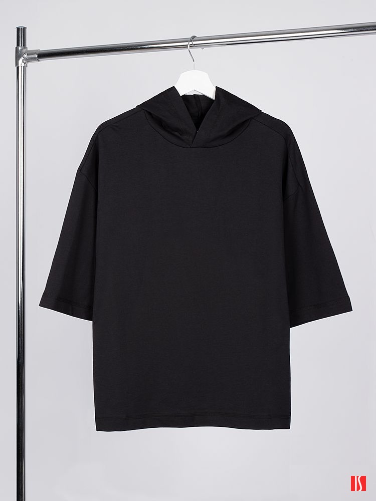 Купить Футболка оверсайз унисекс с капюшоном Neofit, черная Футболка оверсайз унисекс с капюшоном Neofit, черная