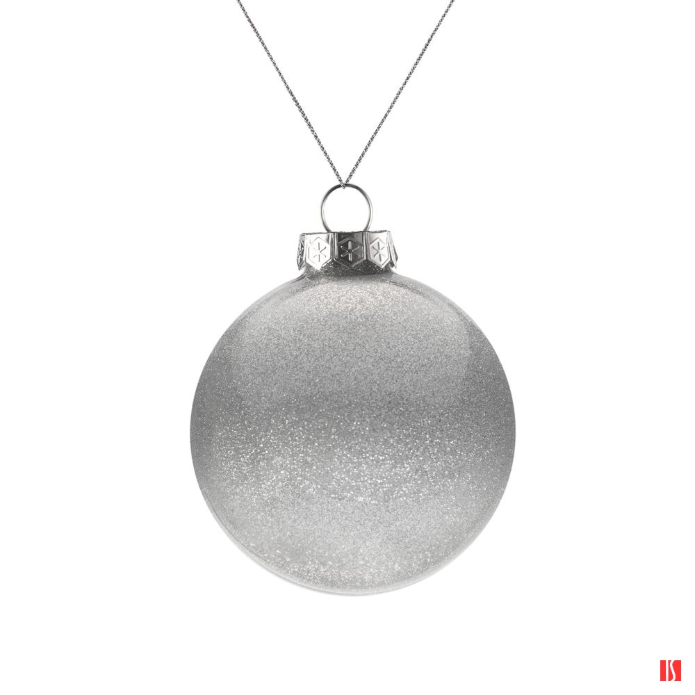Елочный шар Finery Shine, 8 см, глянцевый серебристый с глиттером