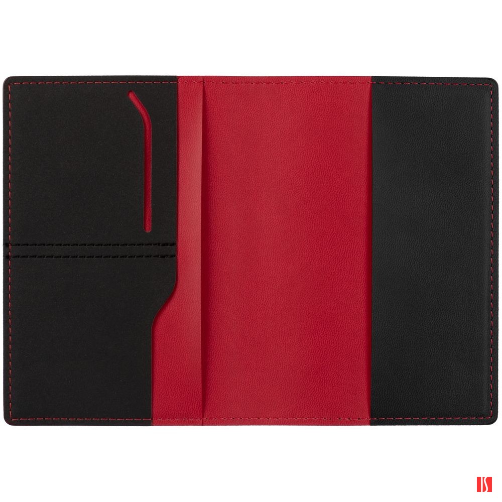 Обложка для паспорта Multimo, черная с красным