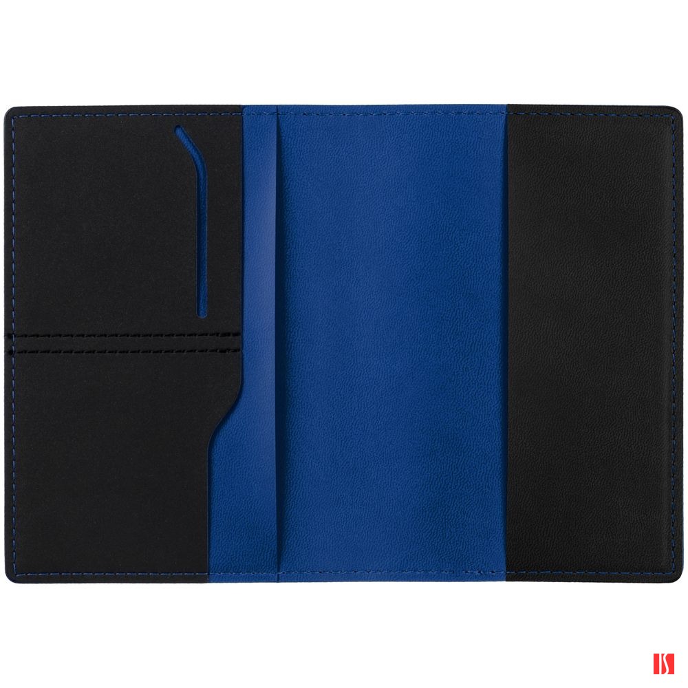 Обложка для паспорта Multimo, черная с синим