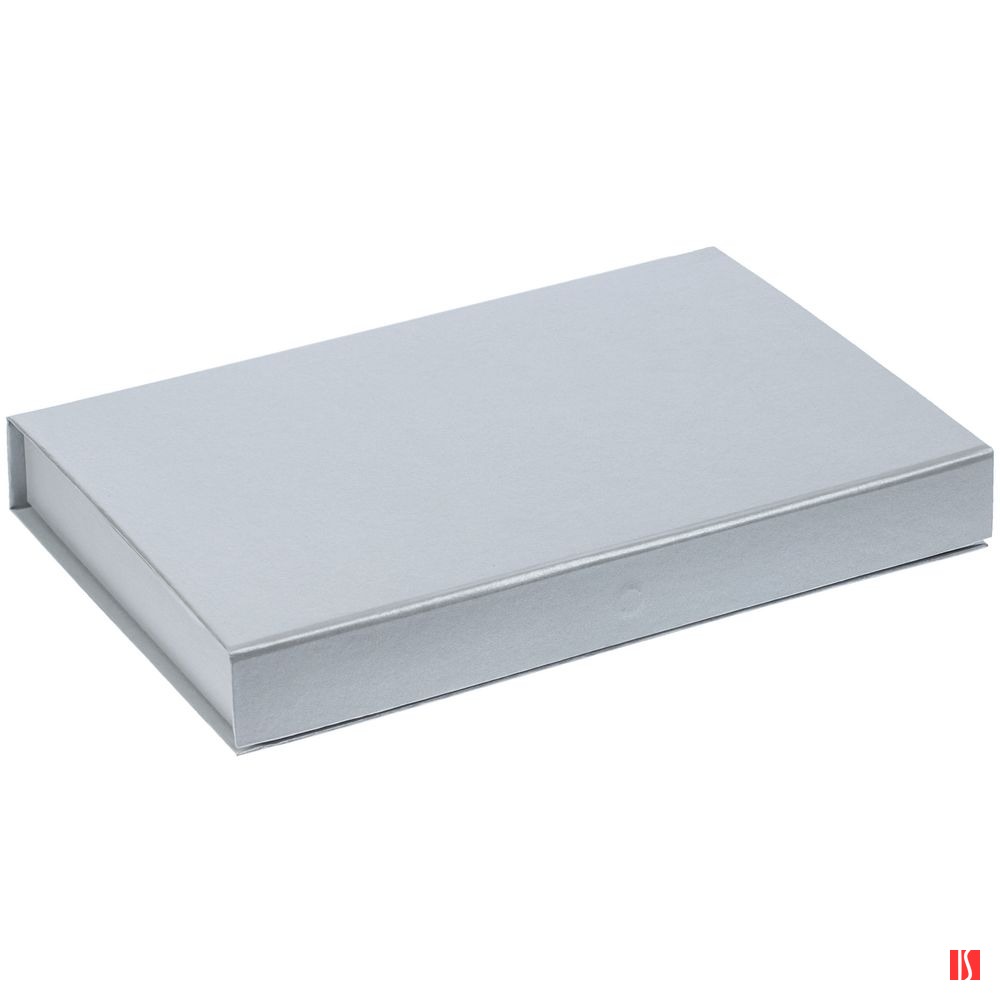 Коробка Silk с ложементом под ежедневник 10x16 см, аккумулятор и ручку, серебристая