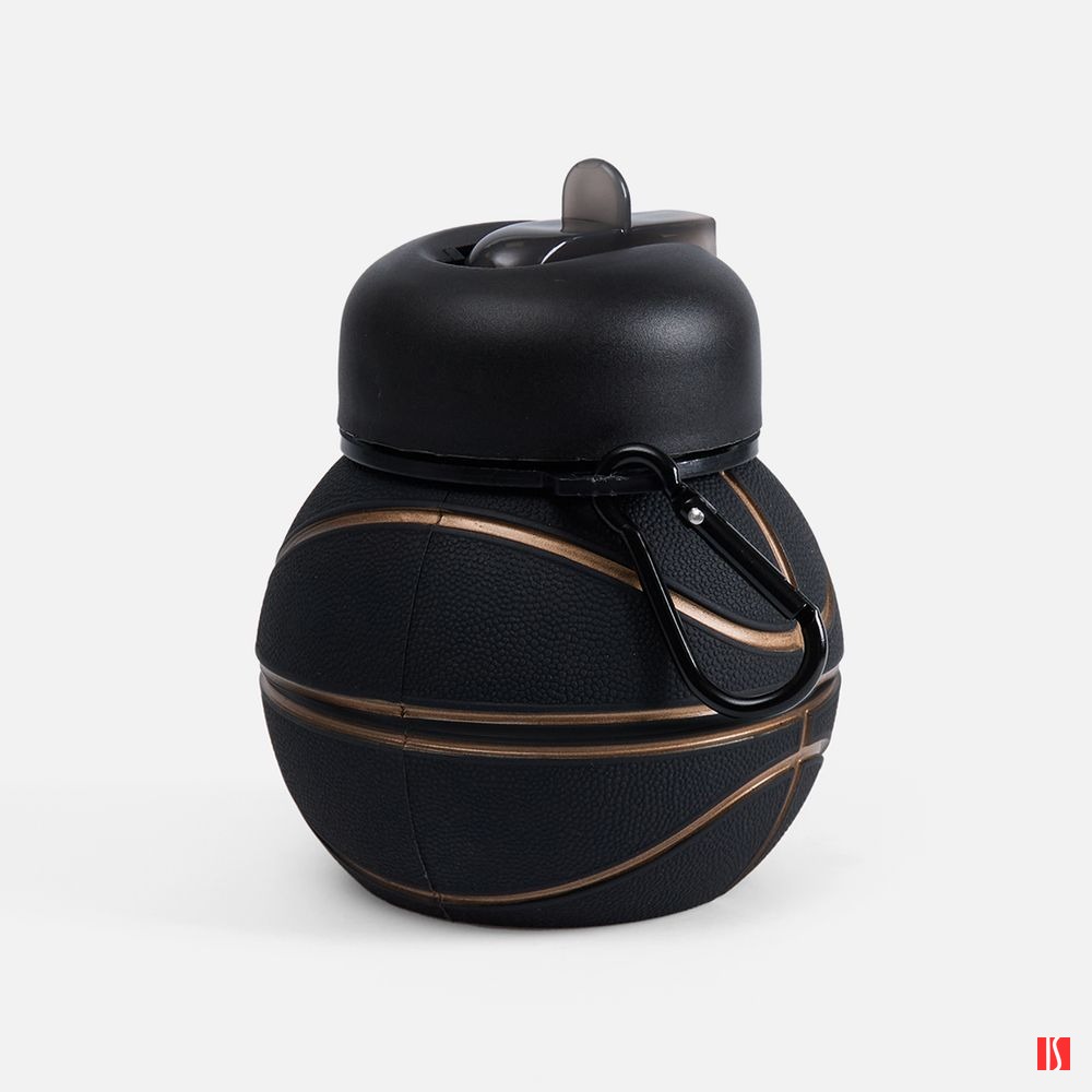 Складная бутылка для воды Basketball Flex, черная