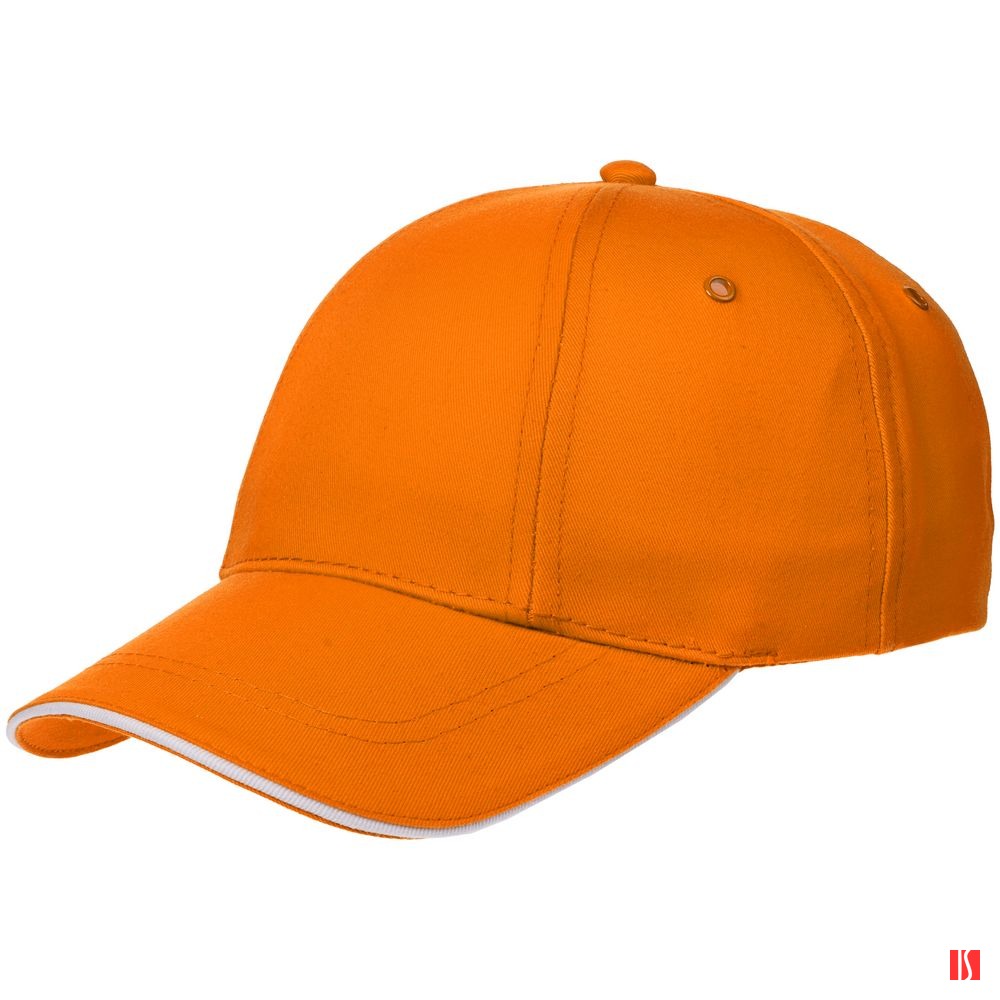 Бейсболка Canopy, оранжевая с белым кантом