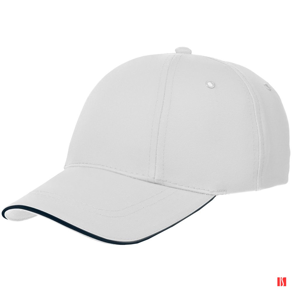 Бейсболка Canopy, белая с темно-синим кантом