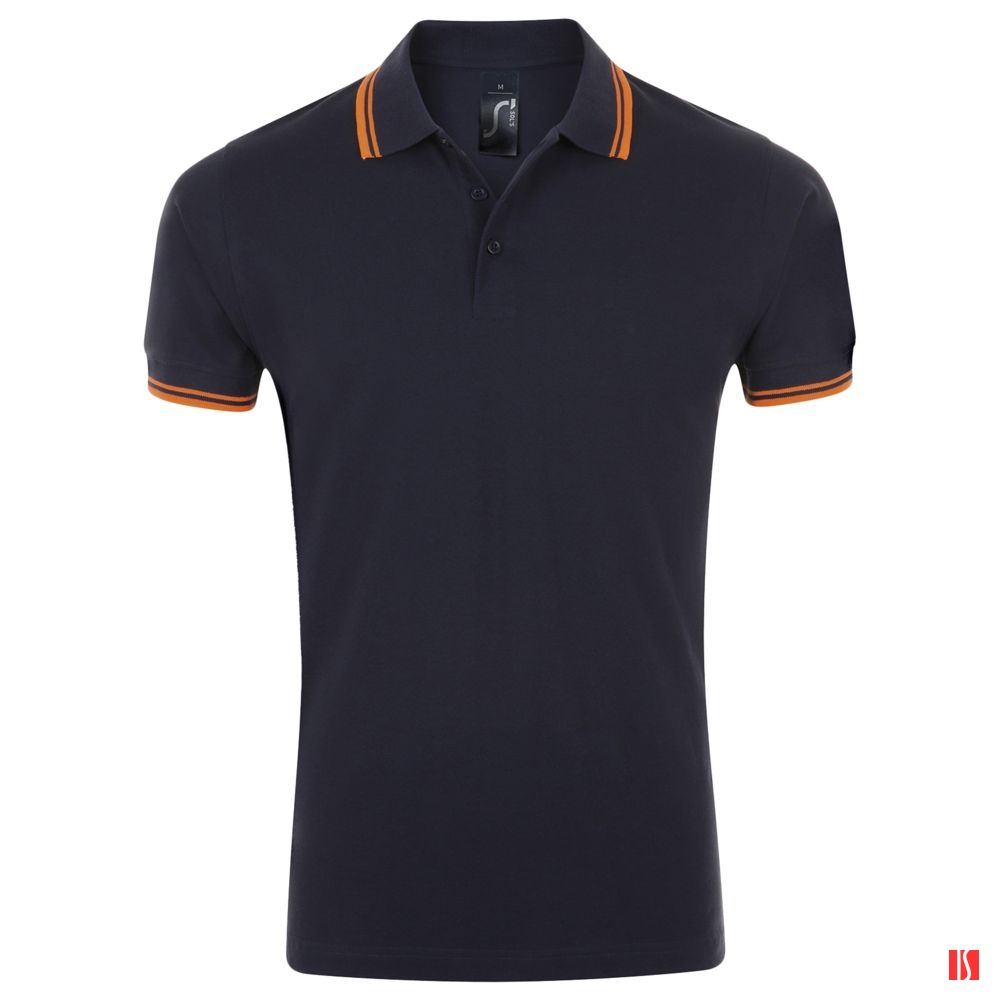 Купить Рубашка поло мужская Pasadena Men 200 с контрастной отделкой, темно-синяя (navy) с неоново-оранжевым Рубашка поло мужская Pasadena Men 200 с контрастной отделкой, темно-синяя (navy) с неоново-оранжевым