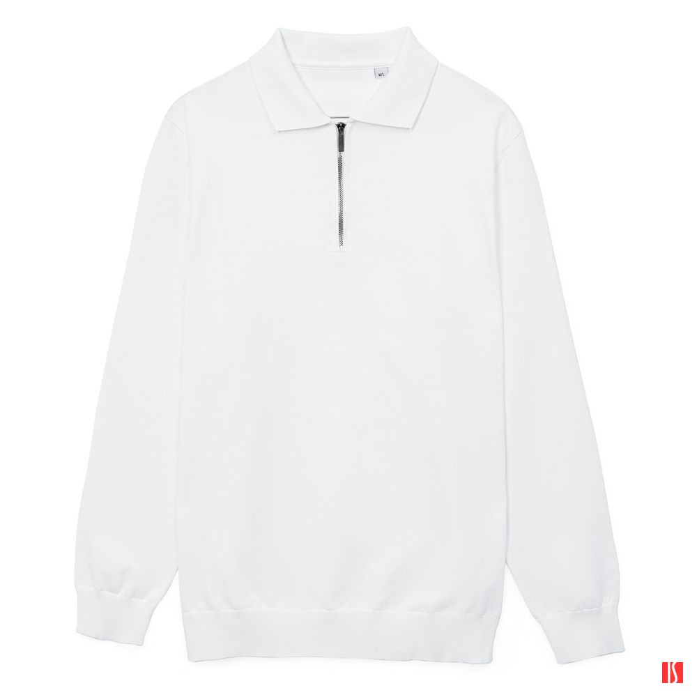 Купить Рубашка поло мужская с длинным рукавом Terrazzo, белая Рубашка поло мужская с длинным рукавом Terrazzo, белая