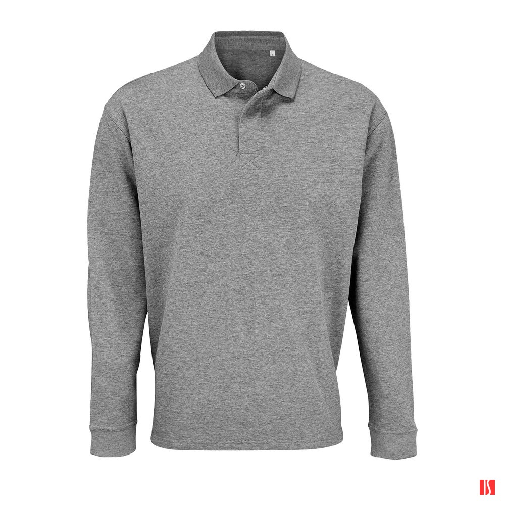 Рубашка поло оверсайз с длинным рукавом Heritage, серый меланж