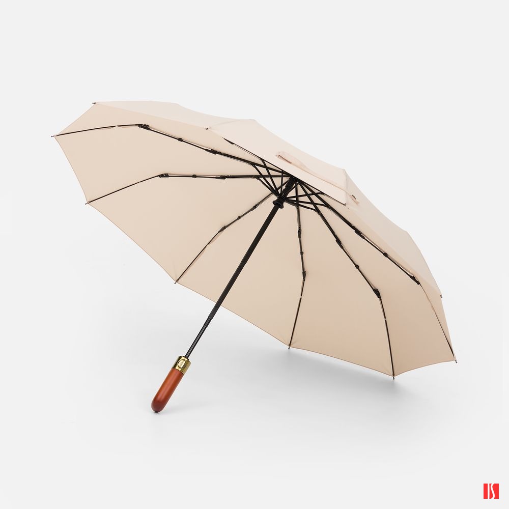 Зонт складной Cloudburst в подарочной упаковке, бежевый