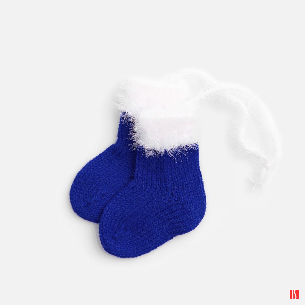 Подвеска на елку «Вьюжка», носочки, синяя