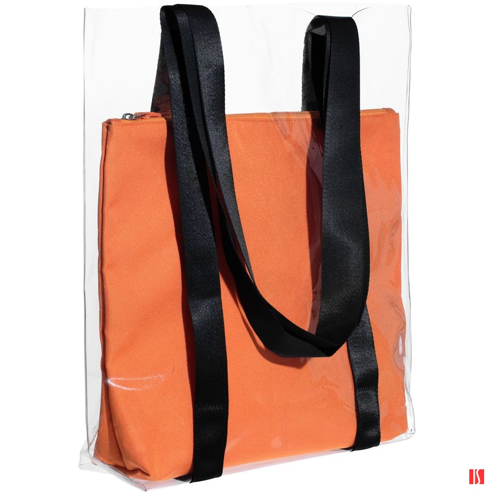 Шопер Clarity с оранжевым органайзером, прозрачный