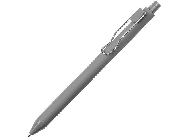 Ручка пластиковая шариковая "Clip", софт-тач, серый