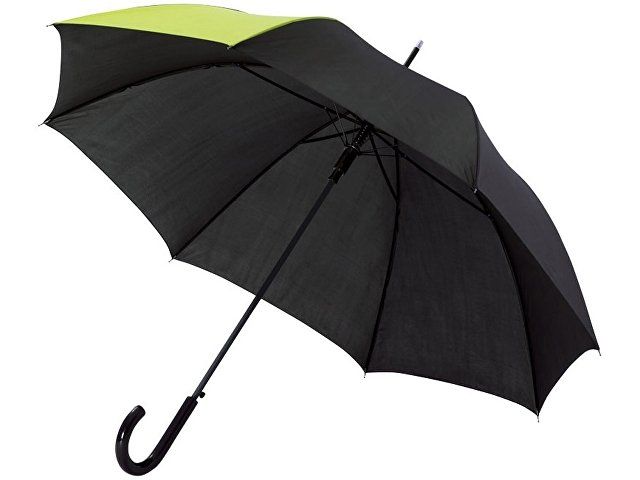 Зонт-трость Lucy 23" полуавтомат, черный/неоново-зеленый