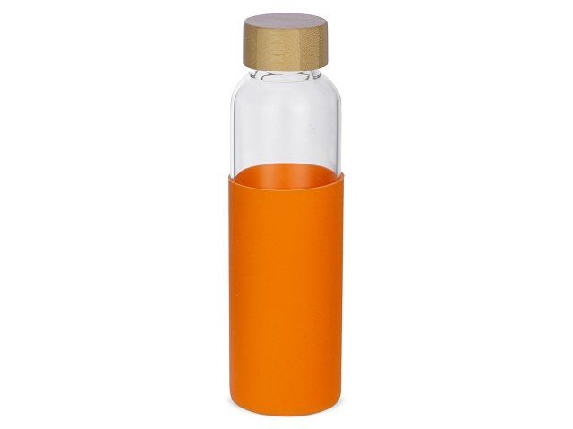 Бутылка для воды стеклянная "Refine", в чехле, 550 мл, оранжевый